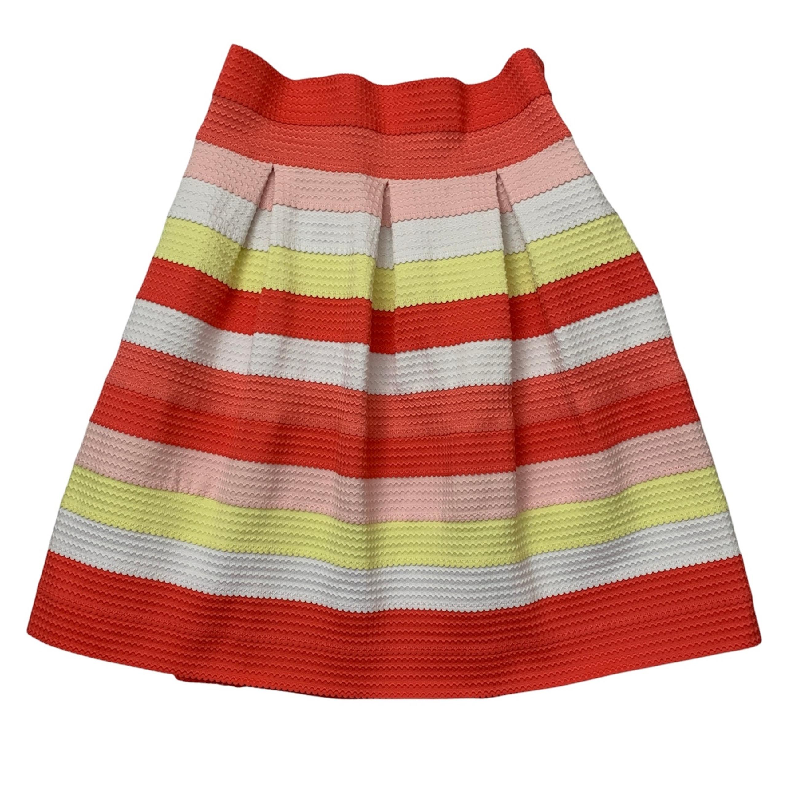 NEW YORK AND COMPANY Peach Striped A-Line Midi Skirt Medium