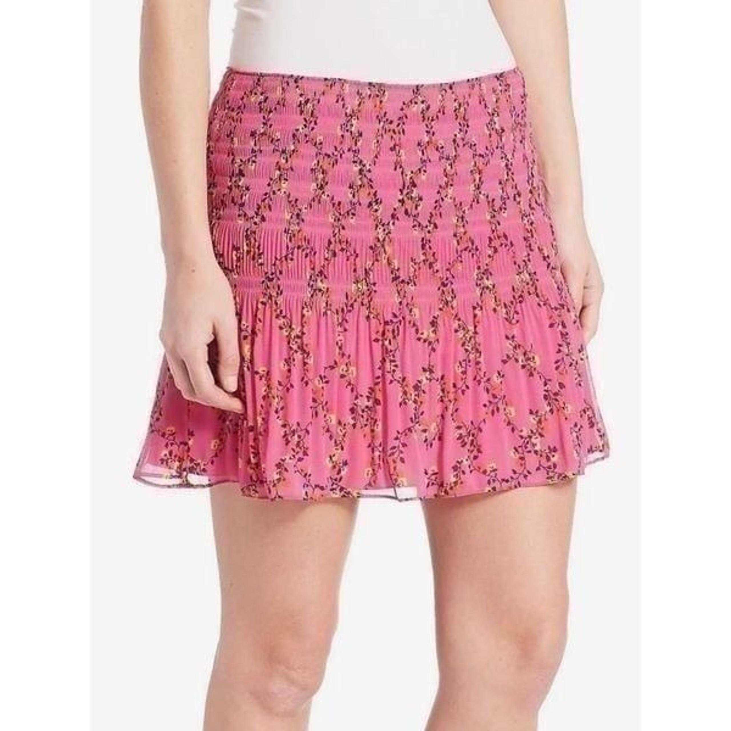 Diane von Furstenberg Tayte Pink Floral Pleated Chiffon Skirt Size 10