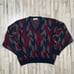 Vintage 90s Jantzen Cottage Aztec Geometric Knit V Neck Sweater Pullover Mens XL