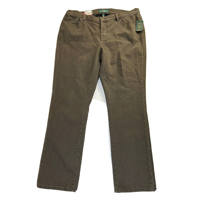 New Lauren Raph Lauren Womens 18W Modern Straight Mid Rise Jeans Brown