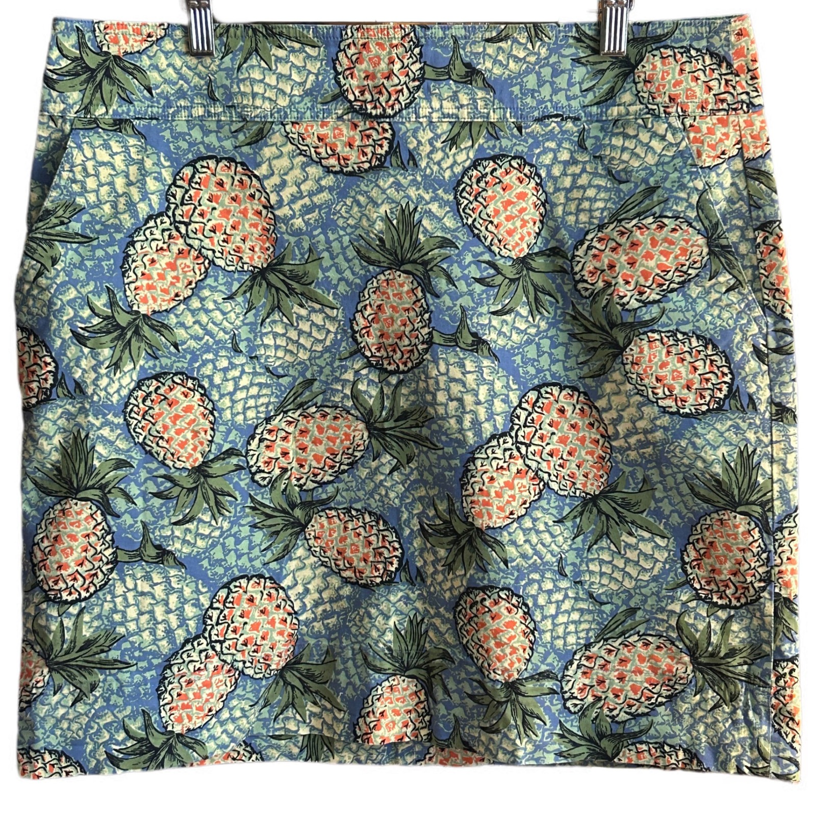 Talbots A-Line Skirt Pineapple Pattern Cotton Spandex Womens Plus Size 14 NWOT