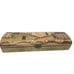 Vtg Wooden Box Rustic Hinges Horse Carriage Buggy Scenic Village Trinket Pencil