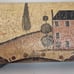 Vtg Wooden Box Rustic Hinges Horse Carriage Buggy Scenic Village Trinket Pencil