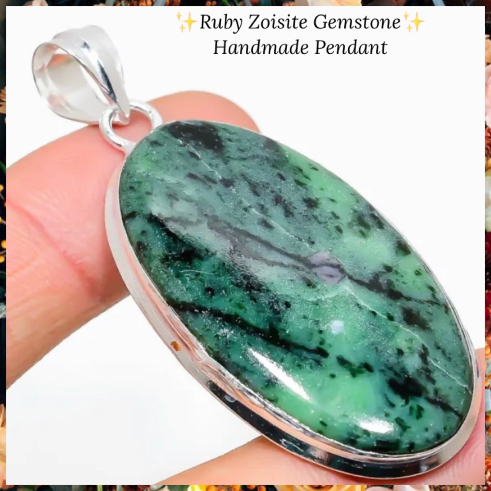 Exquisite Ruby Zoisite Gemstone Handmade Pendant