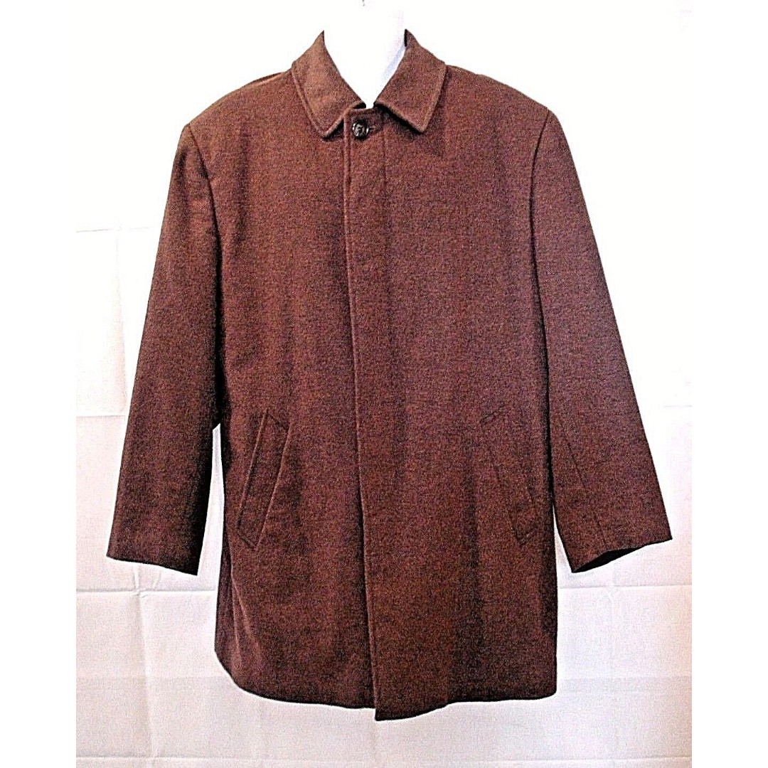 Nautica 100% Wool Brown Mens 42R Overcoat 42R Lined Winter Jacket Coat Size 42R