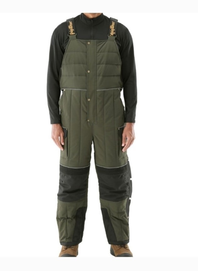NEW! Refrigiwear 54 Gold Bib Overalls Olive sz L NWT