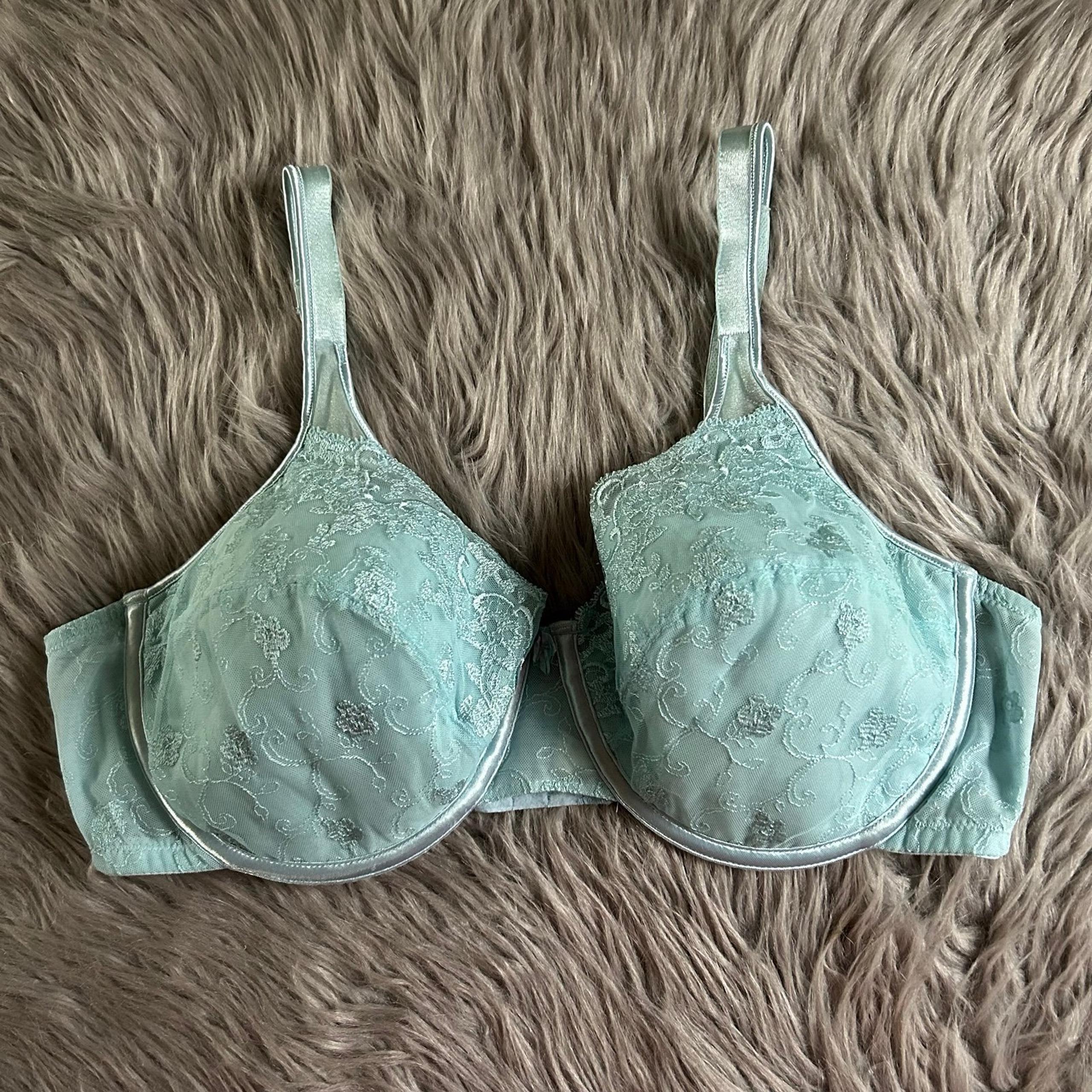 Vintage Playtex Secrets Bra Womens Size 40D Blue Floral Lace Underwire