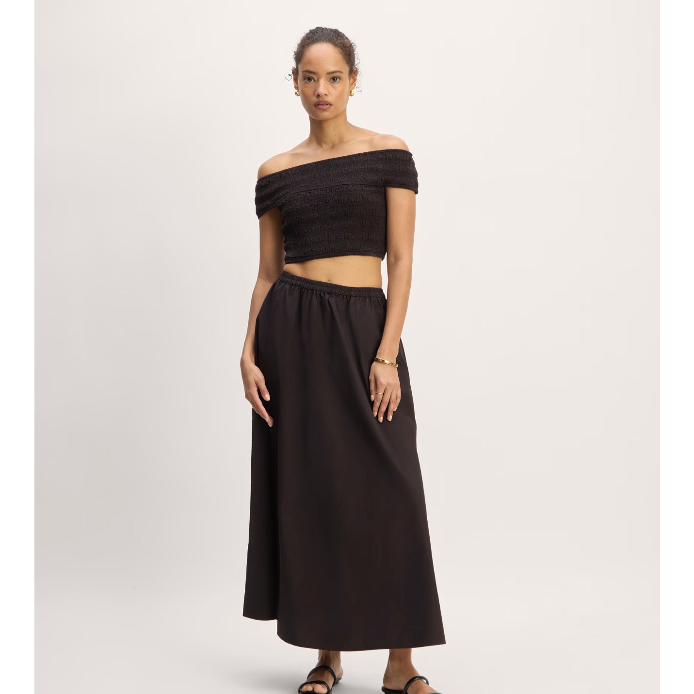 NWOT Everlane The Supima Pull-On Maxi Skirt In Black Size XS