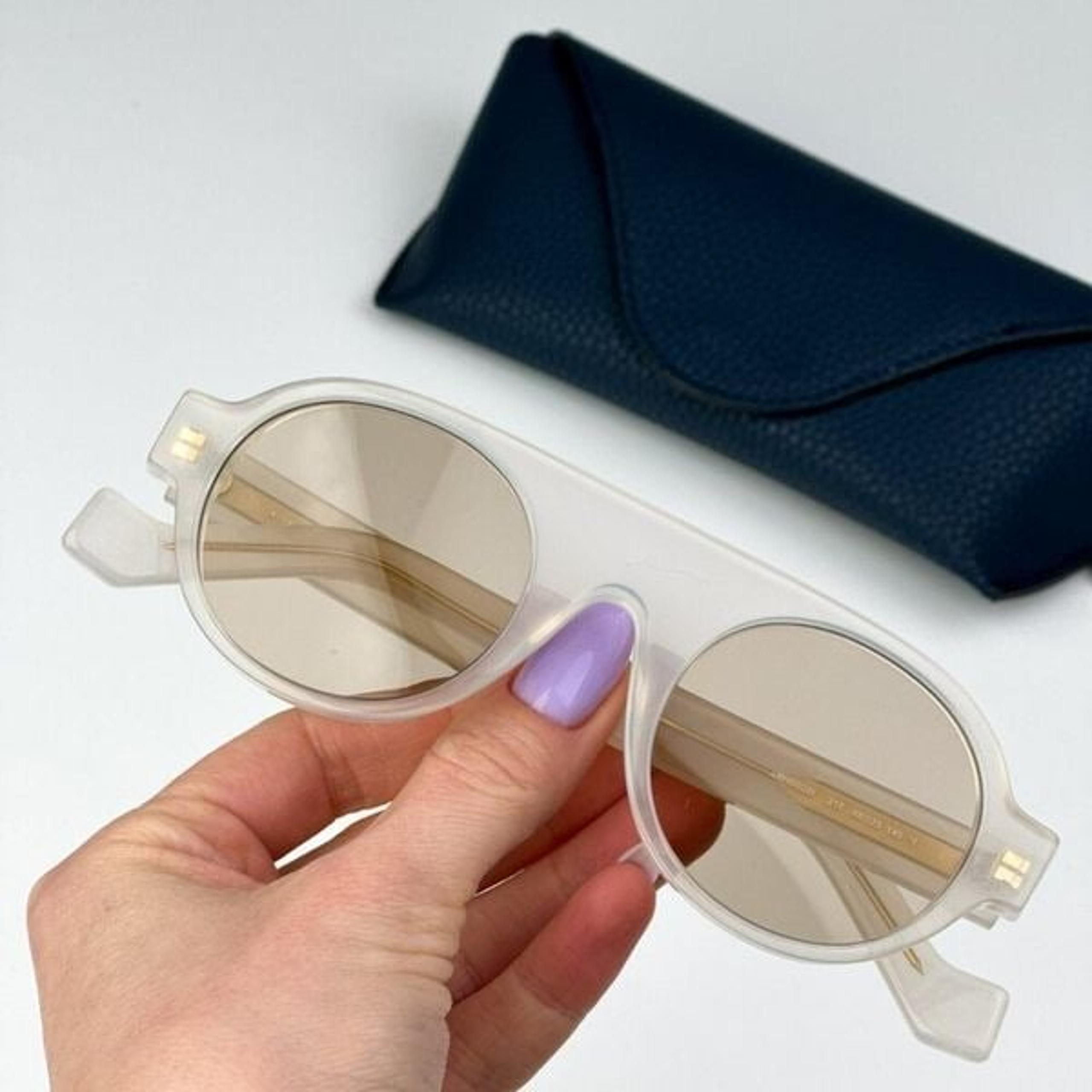 Loewe LW40020I 21E BRAND NEW Sunglasses Clear White Gold Brown Round Unisex