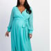 Mint Green Long Sleeve Plus Maxi Maternity Dress