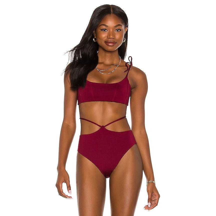 Agua Bendita Safire Red Strappy Bikini Swimsuit Bottoms Size XL
