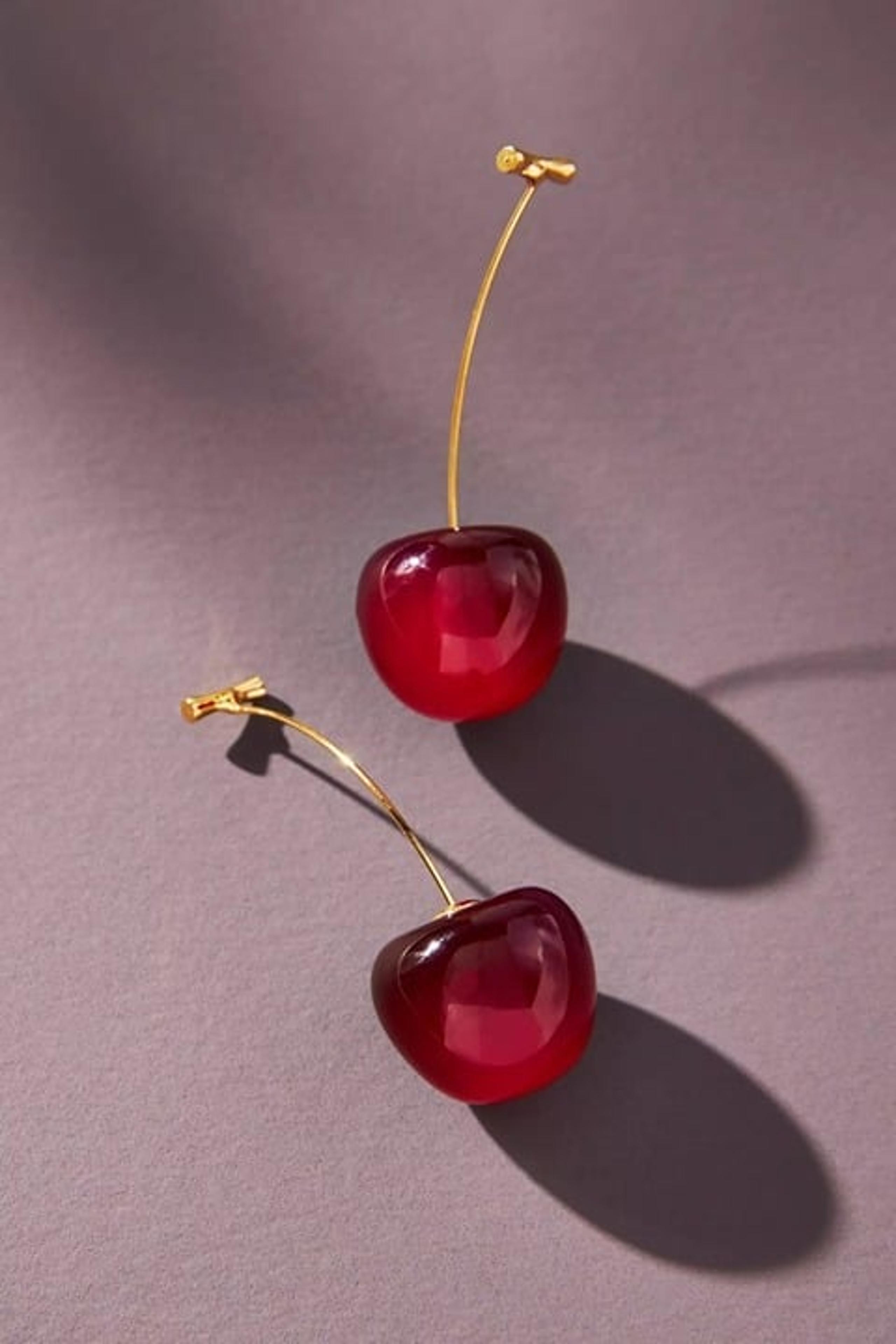 New Anthropologie Style Red Cherry Drop Wire Earrings - Gift Wrapped Upon Reques