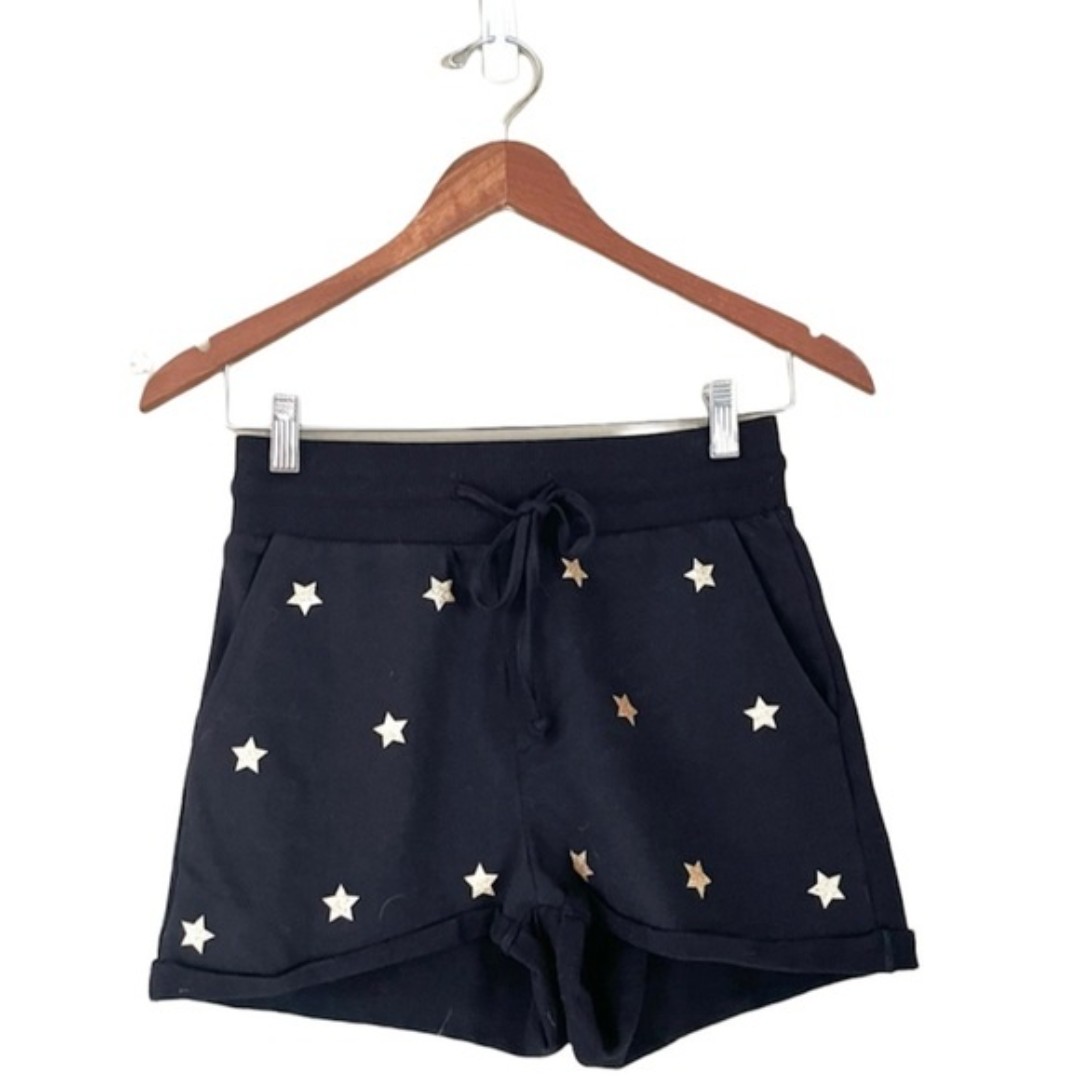 Beach Riot Embroidered Star Shorts Black Gold Size XS Lounge Athleisure Comfy