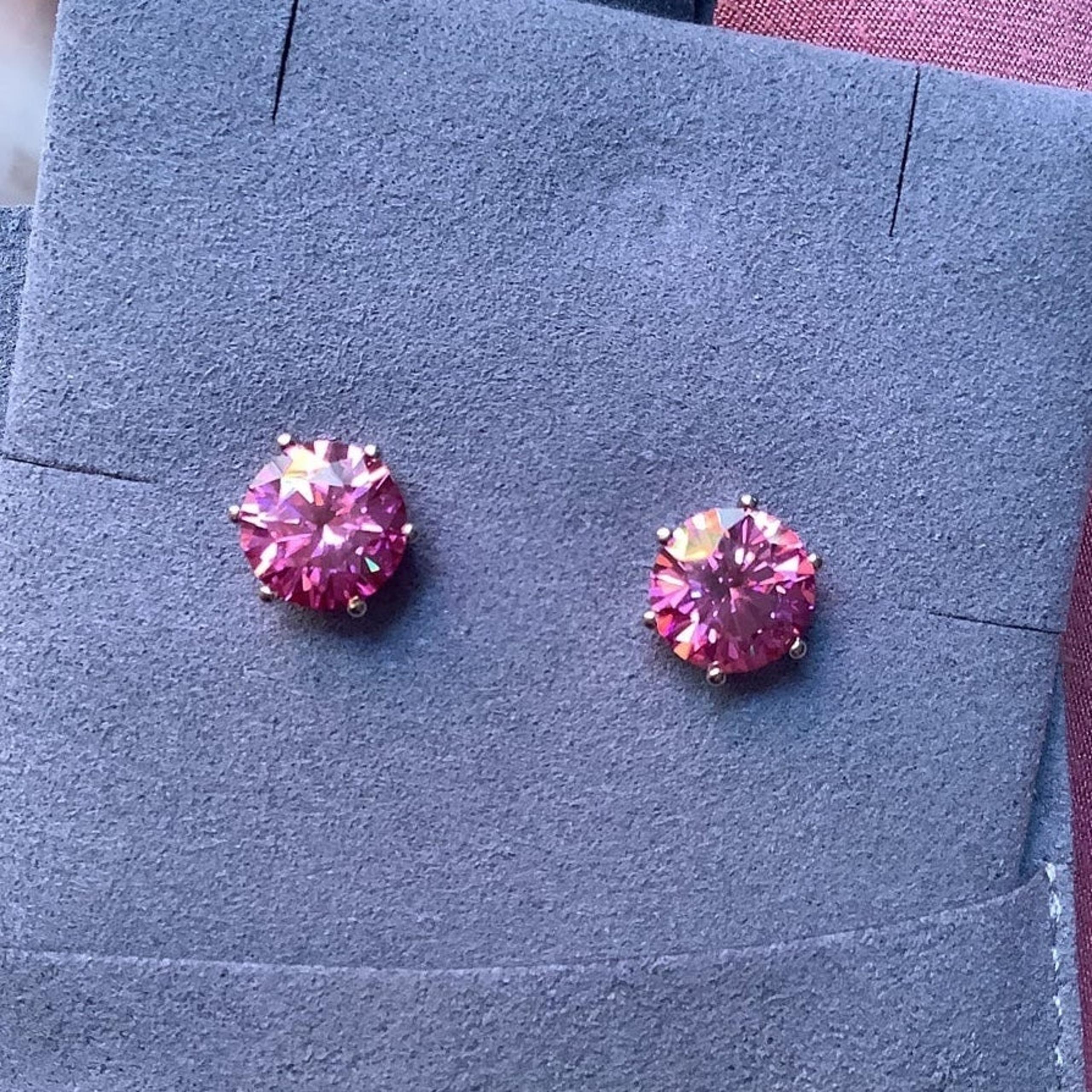 4.0 Carat Pink Moissanite Stud Earrings GRA Certified Vvs1 925 2.0carat x2