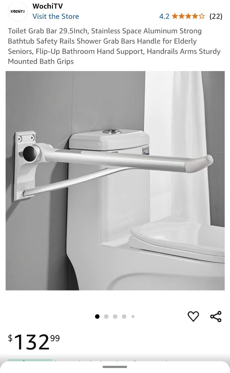 Toilet Grab Bar 29.5Inch, Stainless Space Aluminum Strong Bathtub Safety Rails