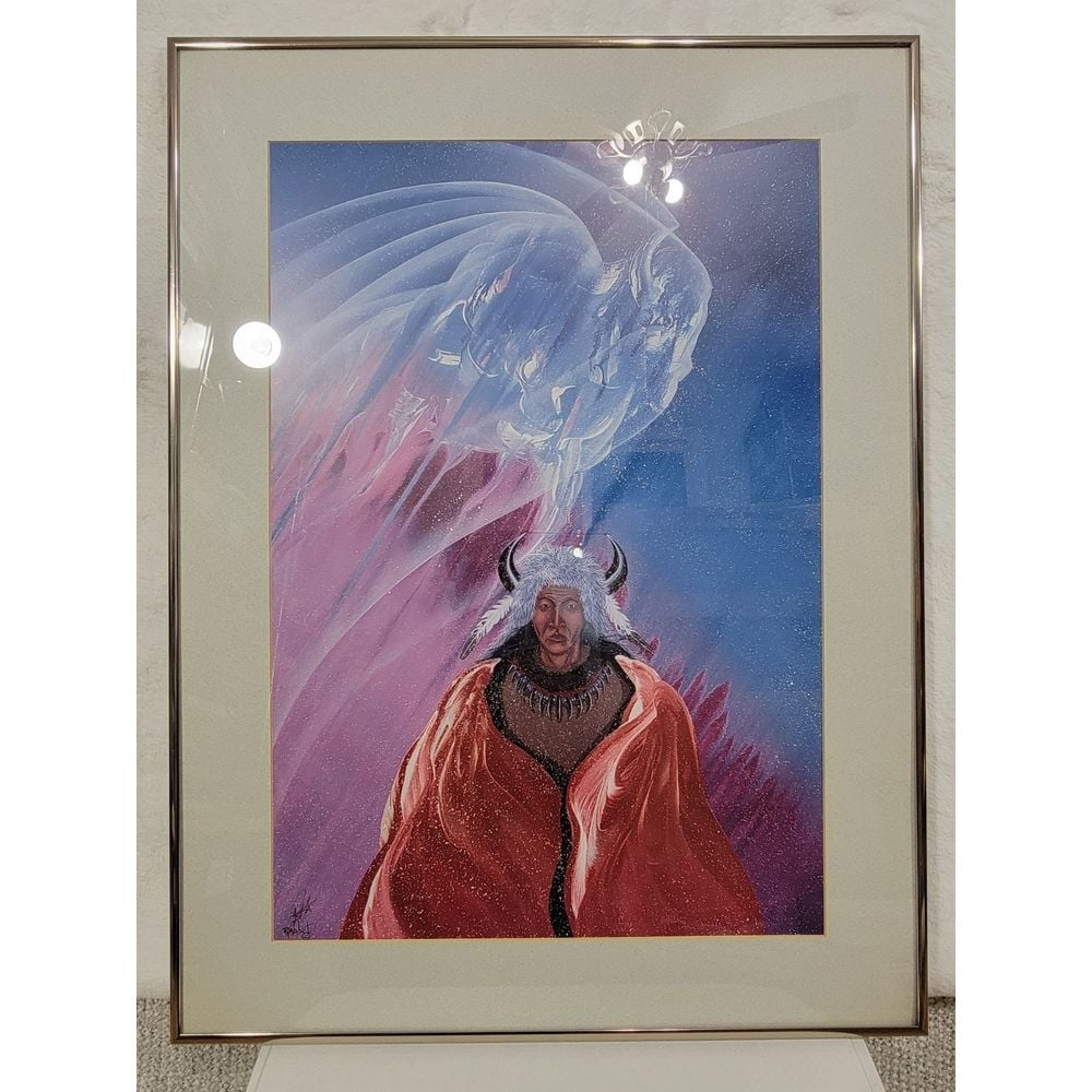 28×21 Cherokee Artist William Bill Rabbit Rare Art Print Native American Indian