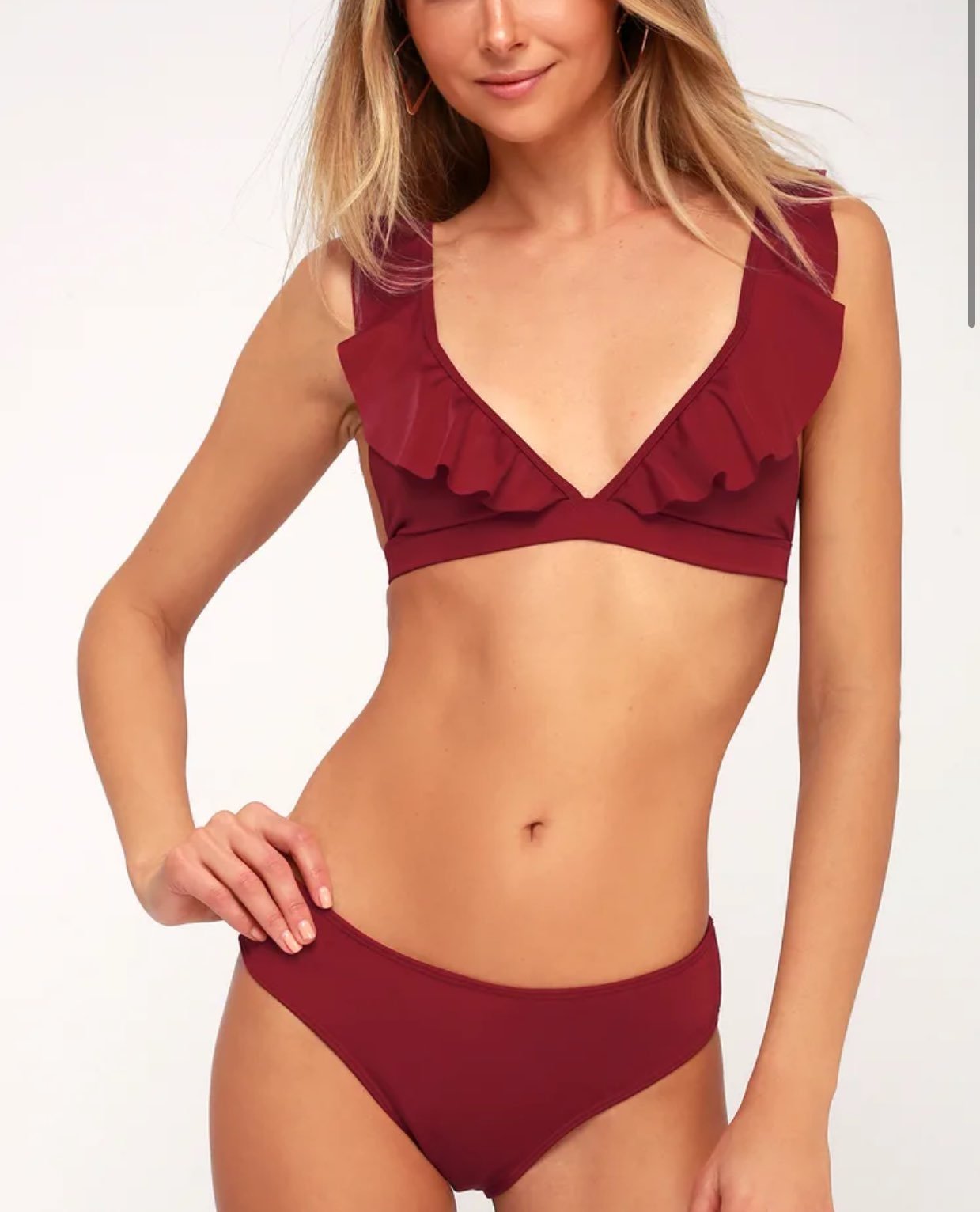 NWT Lulu's Ruffle Bikini Top Size XS Bottoms Size S