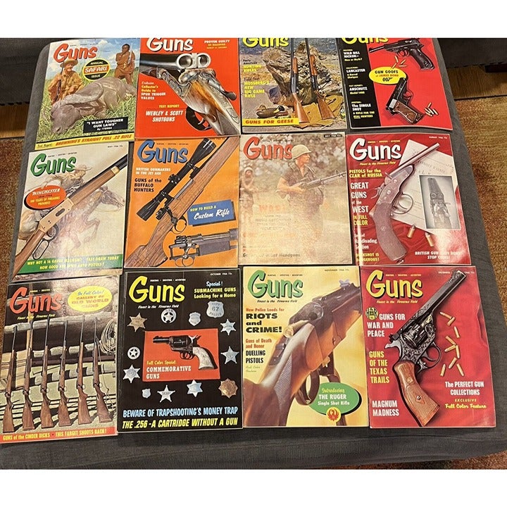 Vintage 1966 GUNS Magazine Lot of 12 Complete Year Hunting Shooting Adventure