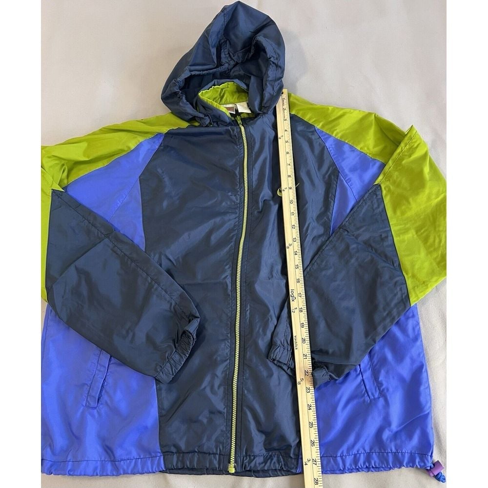 Nike Jacket Mens XL Vintage 90s Blue Green Full Zip Hoodie Windbreaker Y2K
