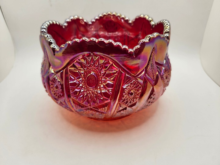Vintage Red Carnival Glass Bowl by Indiana Glass