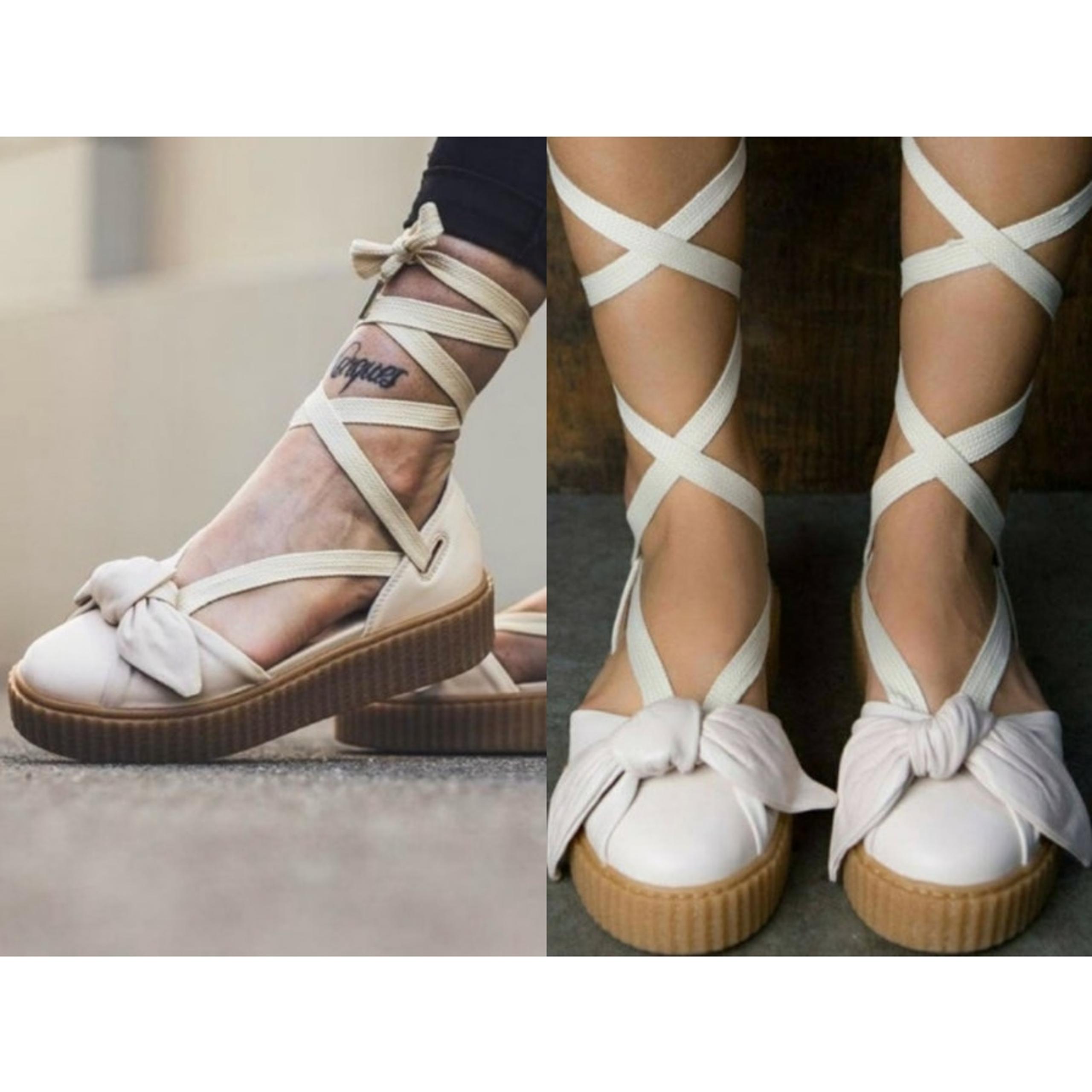 PUMA x FENTY Off-White Rhianna Bow Creeper Tie Up Sandals US 10 EU 41 Coquette