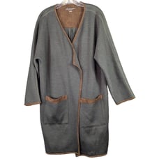Soft Surroundings Open Front Longline Cardigan Gray Wool Blend Minimalist Sz M