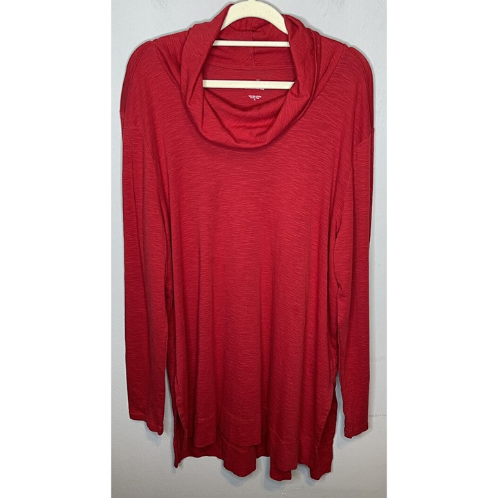 j jill pima cowl neck tunic Xl Red Long Sleeve Women's Extra