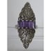 Vintage Sterling Silver Purple Glass & Marcasite Long Ring Marked 925 Size 6