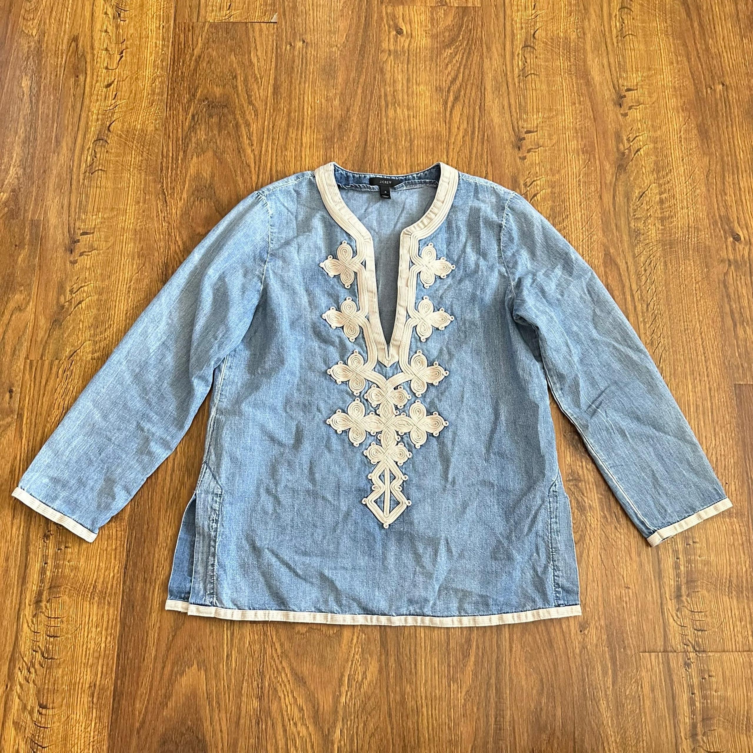 embroidered Soutache embroidered chambray tunic - J.Crew