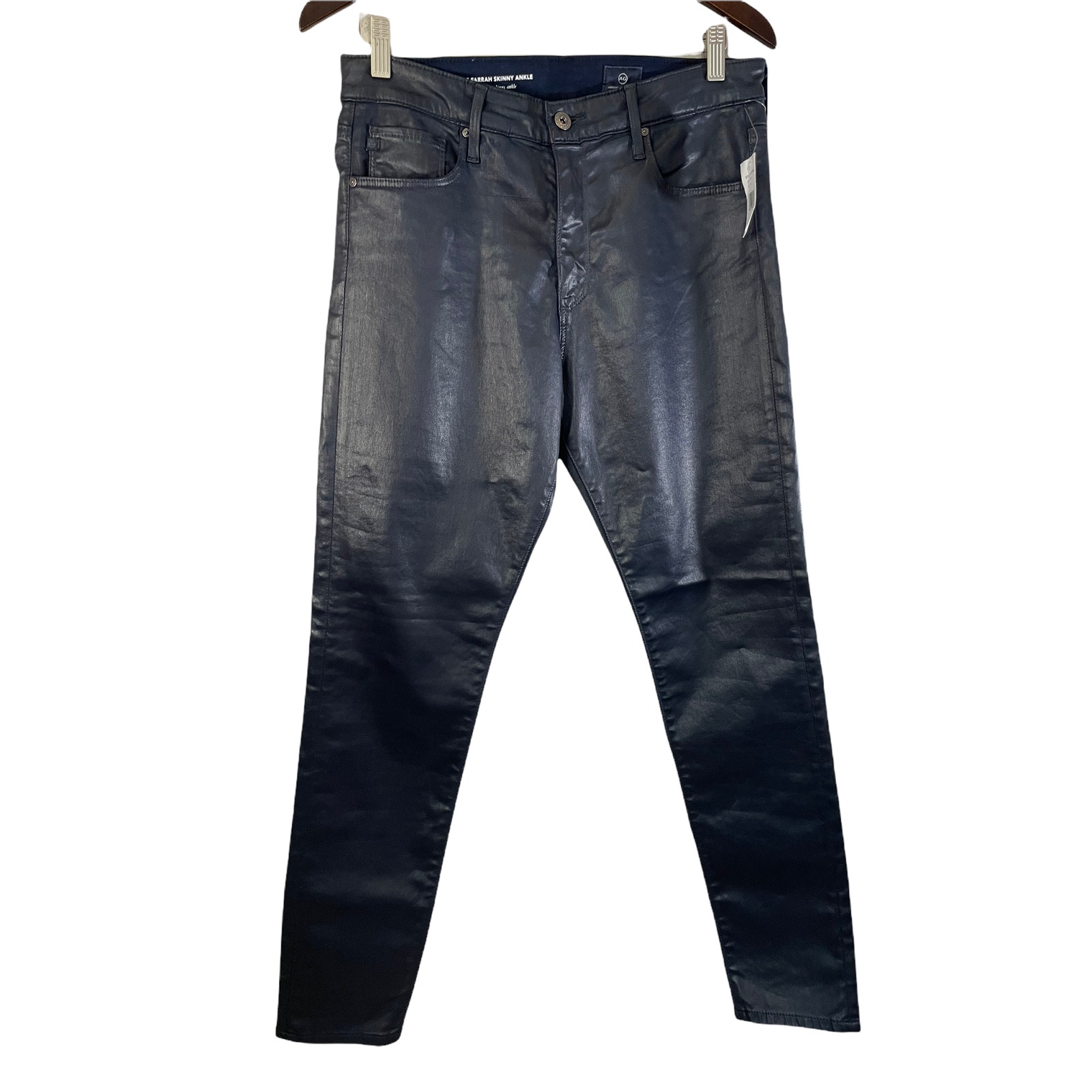 NWT AG Adriano Goldschmied Women's The Farrah Skinny Ankle Leatherette Jeans 30R