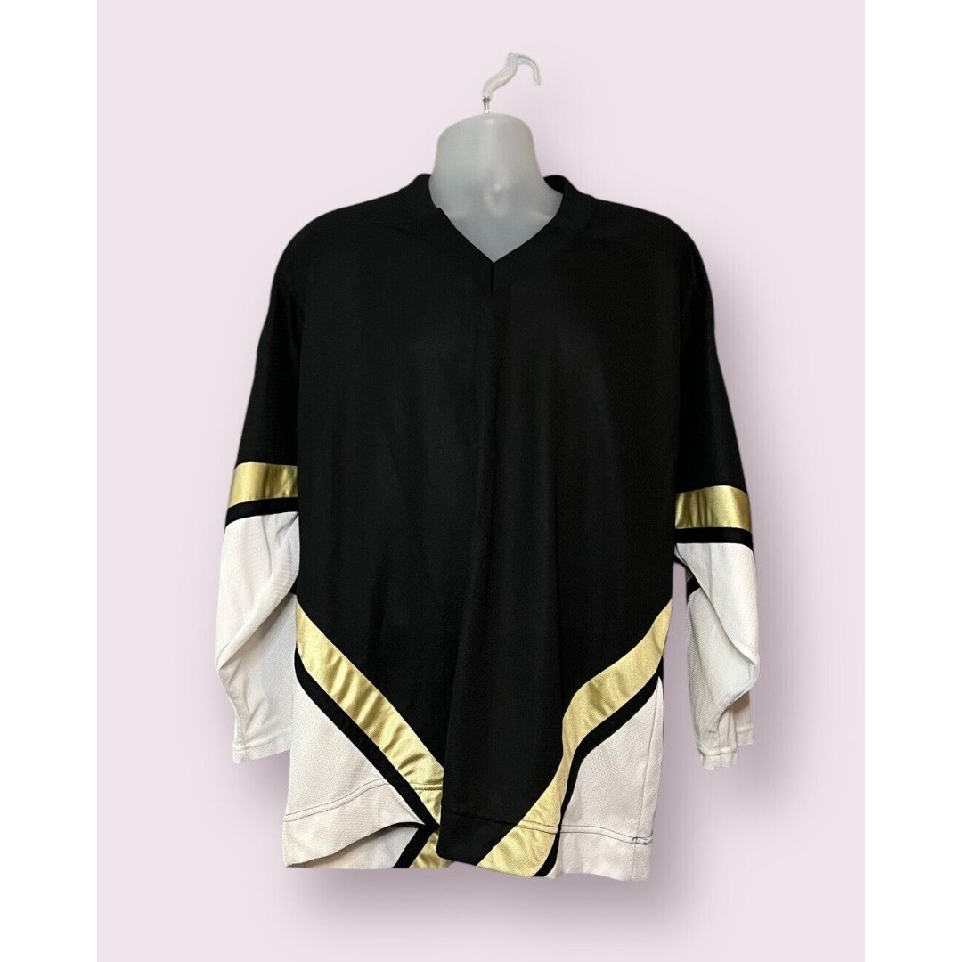 Vintage Hockey Jersey Blank Pittsburgh Penguin Colors Size Large Made In Canada