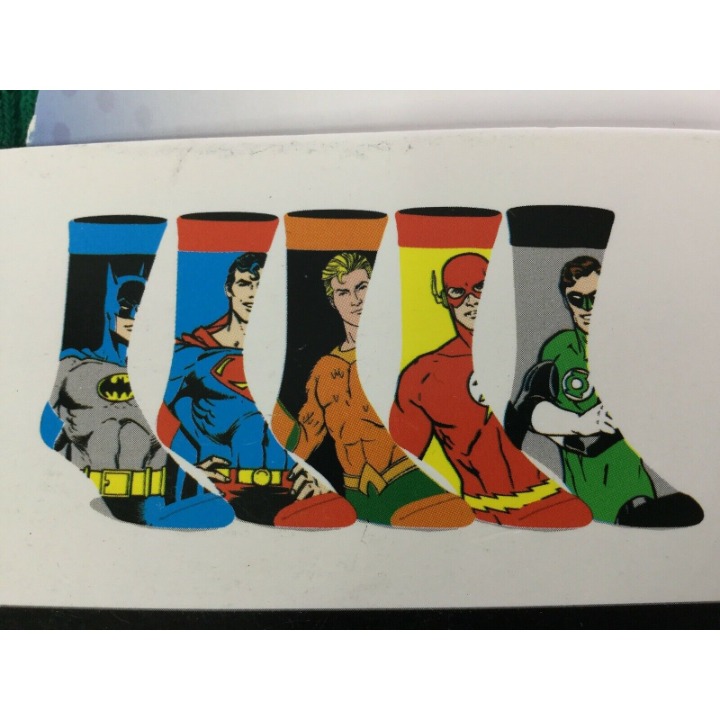 DC Comics Justice League Men’s Crew Socks 5 Pair Shoe Size 8-12 Batman Superman