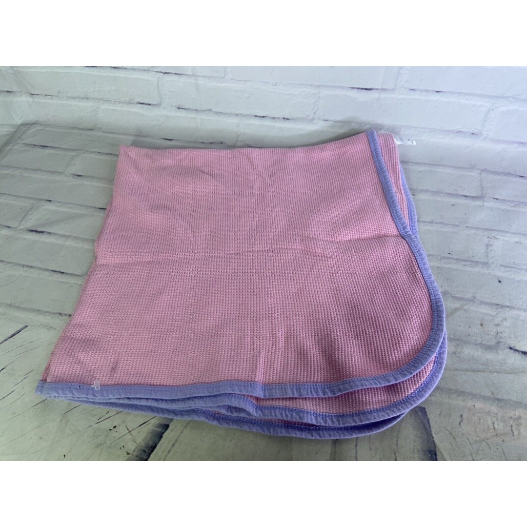 Gerber Baby Girl Pink Purple Trim Security Receiving Blanket Lovey Waffle Weave