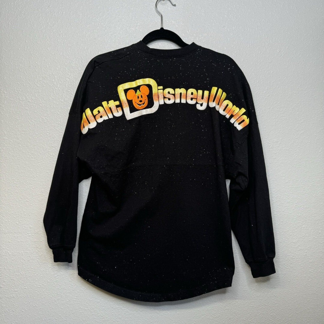 2019 Walt Disney World Spirit Jersey Halloween Candy Corn Black Glitter Size S