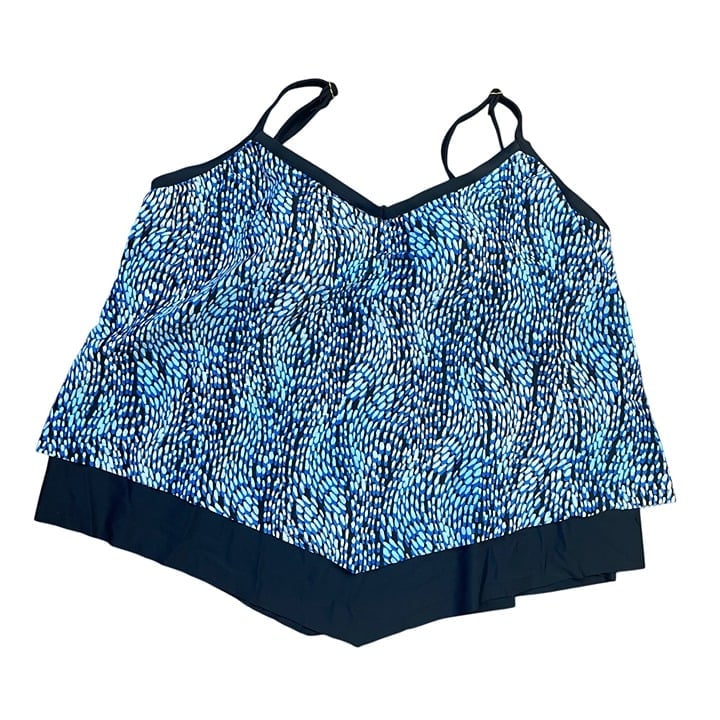 Maxine of Hollywood Tidal Wave Flutter Hem Tankini Top Women's Plus Size 22W NEW