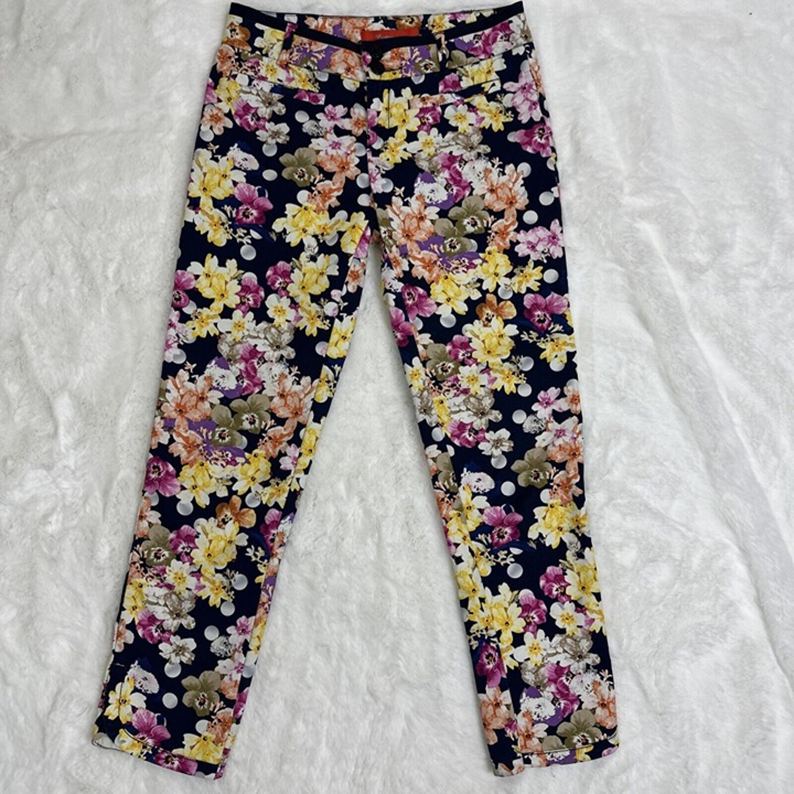Anthropologie Cartonnier pants 0 blue floral straight WJC1