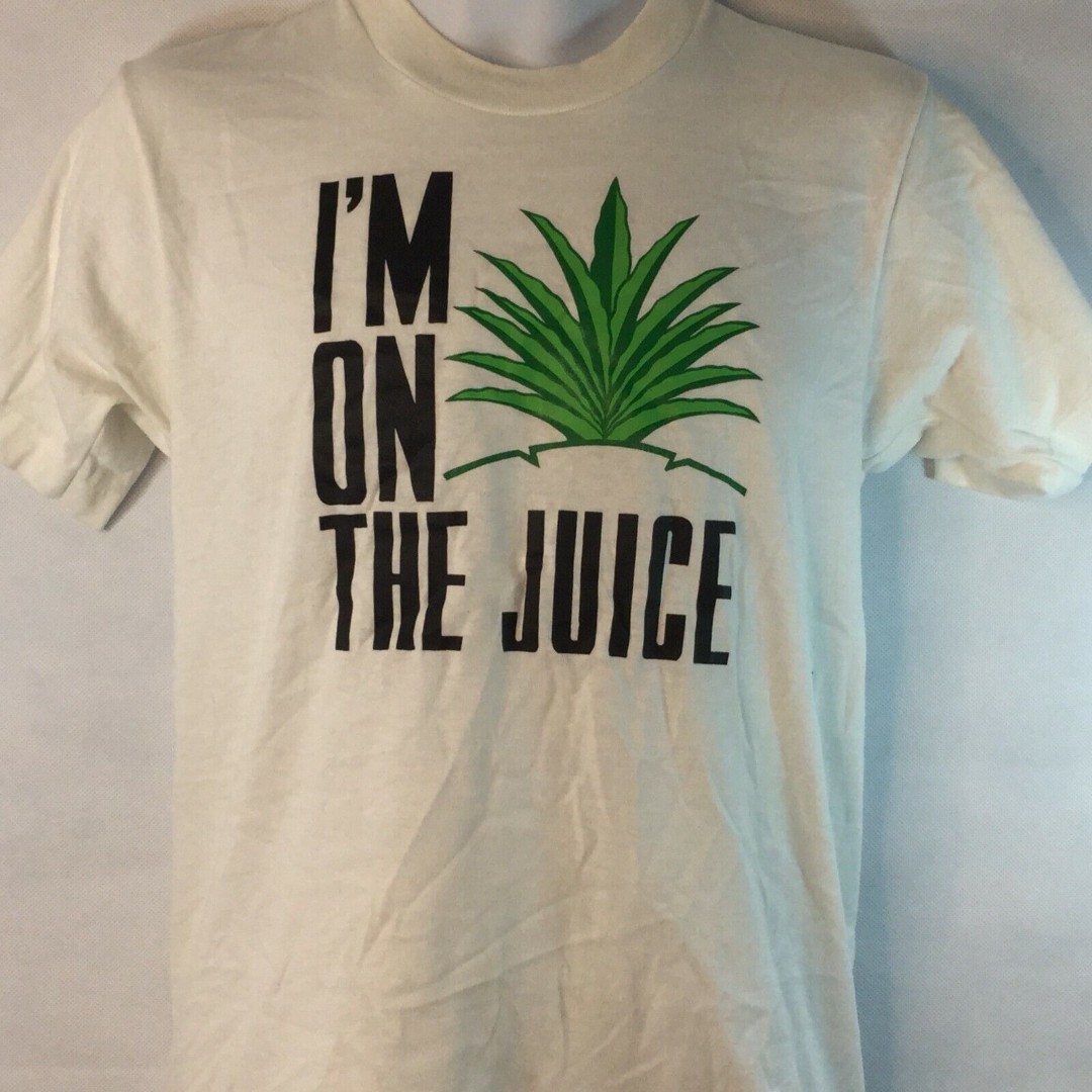 Vintage I'M on The Juice T-Shirt Sz M Screen Stars Single Stitch White Vera Aloe