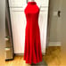 NWOT Anthropologie Red Halter Flounce MIDI Dress