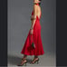 NWOT Anthropologie Red Halter Flounce MIDI Dress