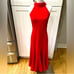 NWOT Anthropologie Red Halter Flounce MIDI Dress