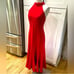 NWOT Anthropologie Red Halter Flounce MIDI Dress