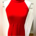 NWOT Anthropologie Red Halter Flounce MIDI Dress