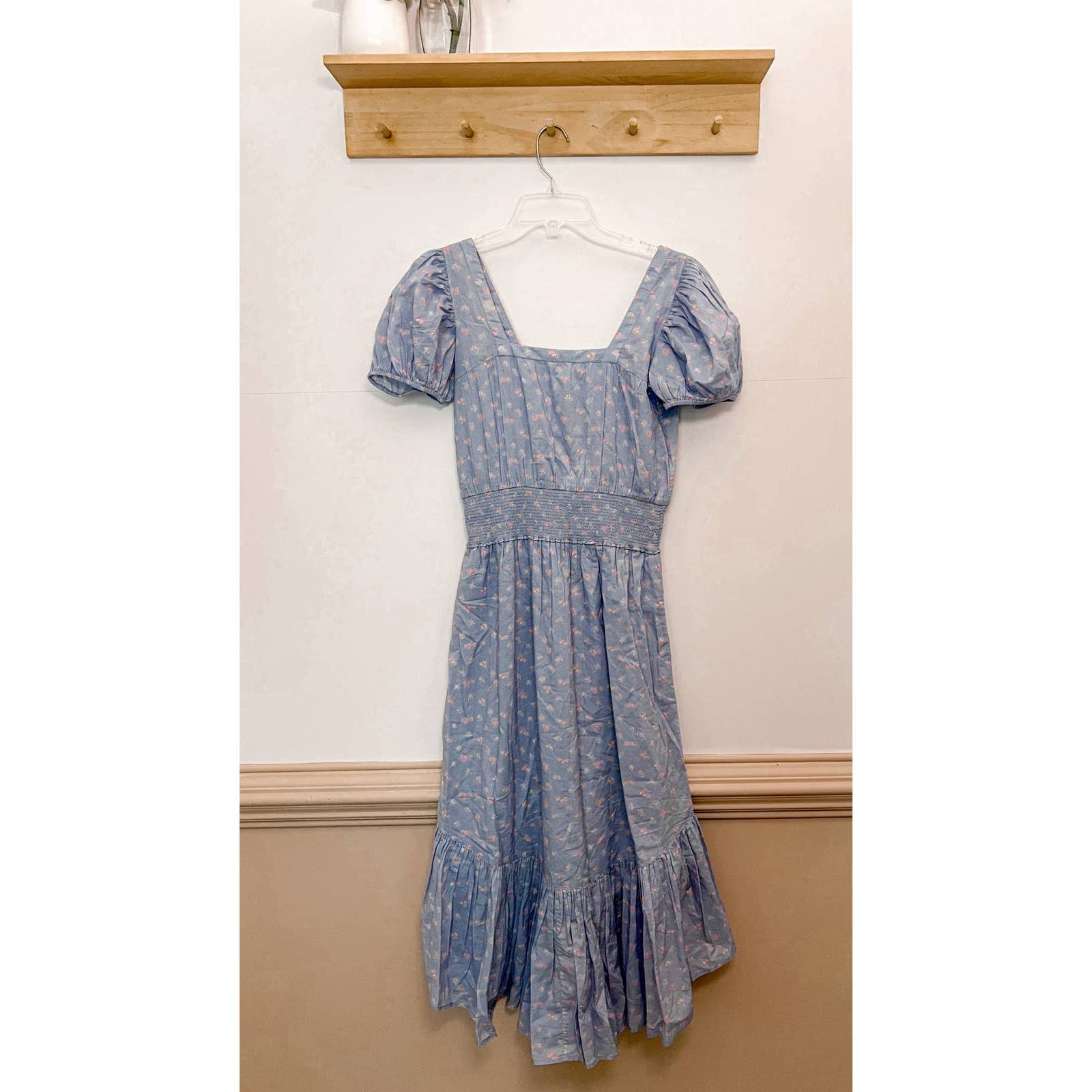 LoveShackFancy Begonia Dress in Royal Blue Palm Size XS NWT
