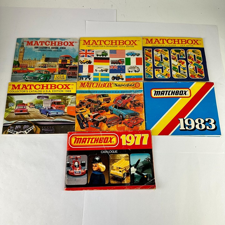 Vintage Matchbox Catalogs Lot Of 7 Different Years 1966-1983 Collectors Edition
