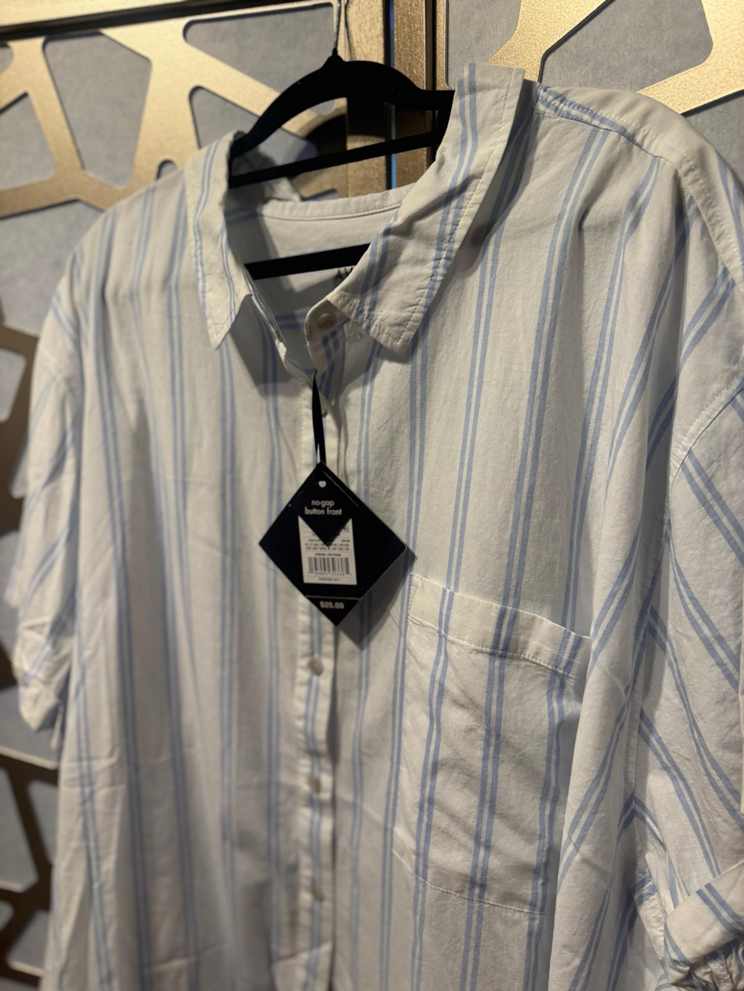 New Women's 2X Ava and Viv White Button Down Shirt Plus Size Top