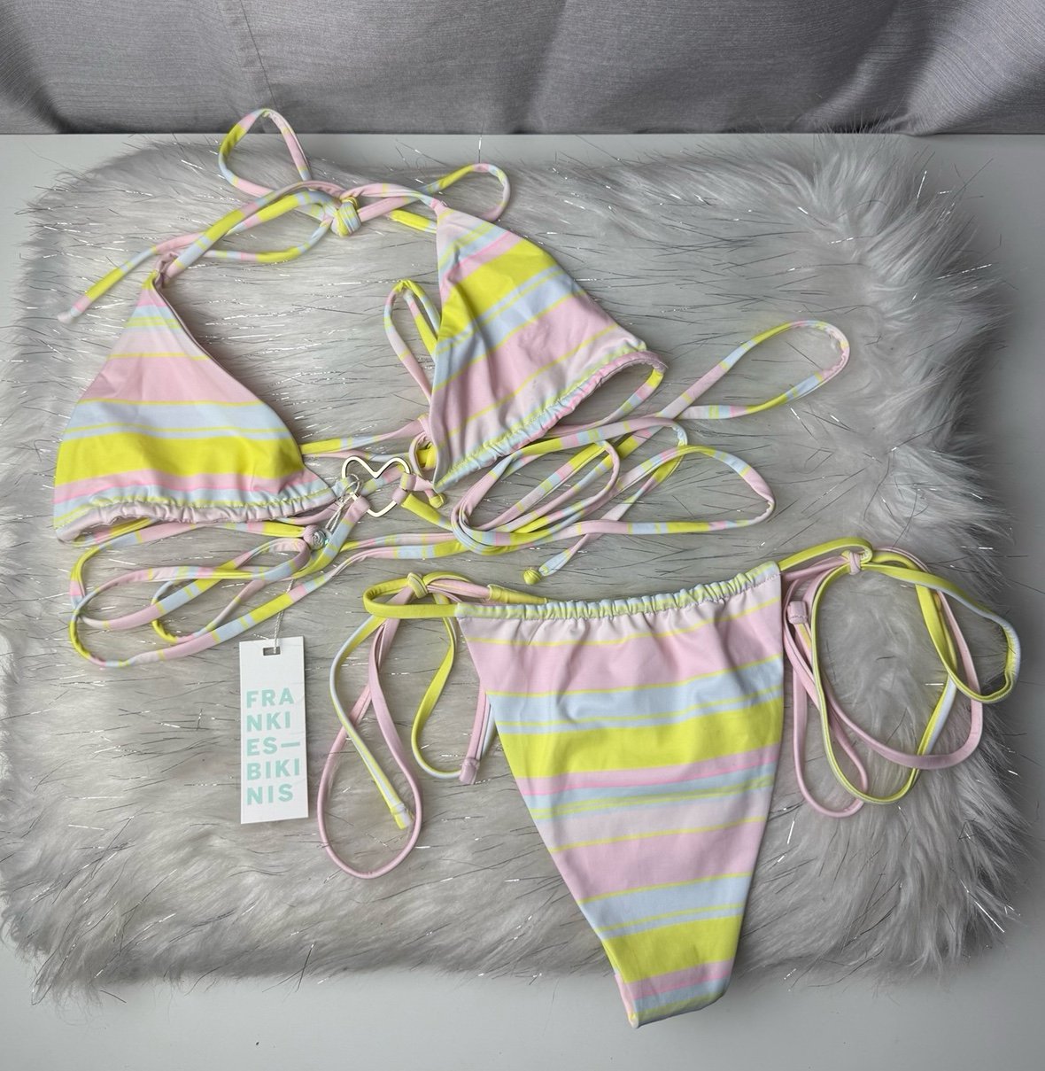 FRANKIES BIKINIS summer stripe bikini set SIZE: XS/S