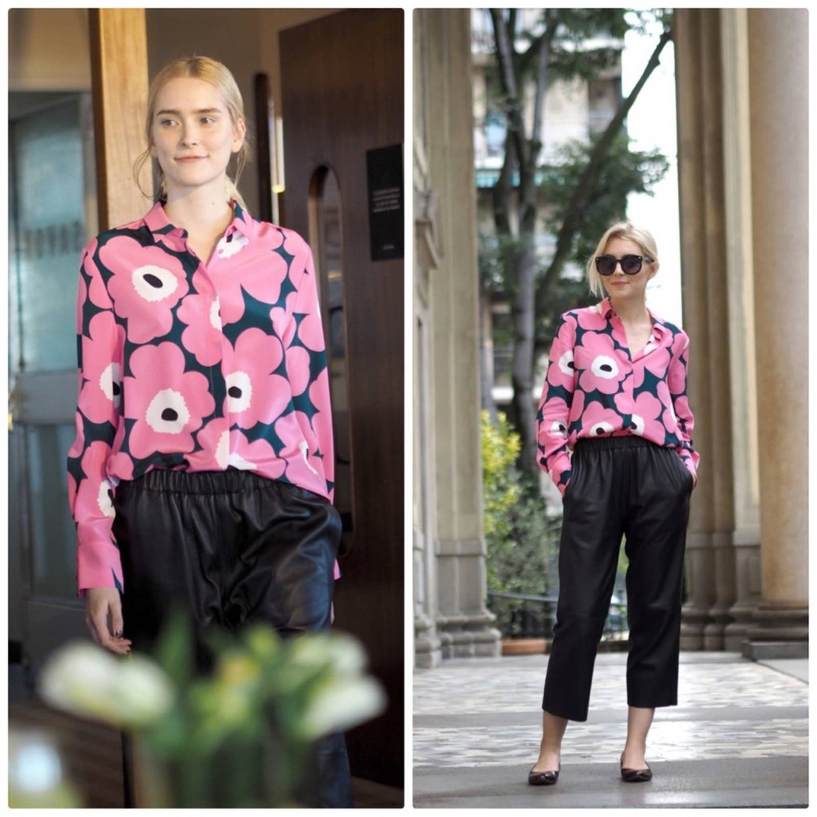 Marimekko Women's Epoksi Black Leather Pants Trousers Size 40 10 NEW