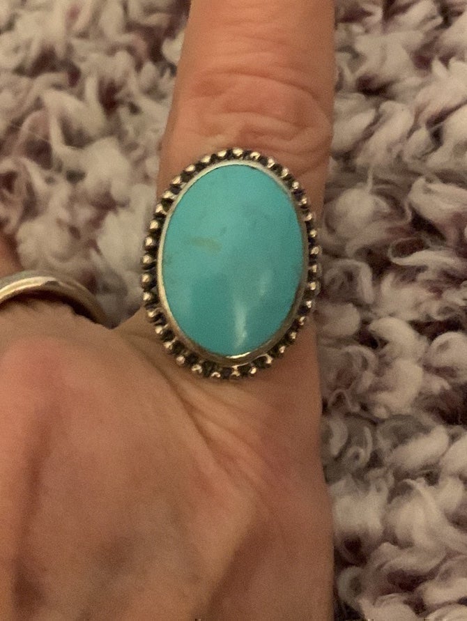 NATIVE/VINTAGE - LARGE Oval Turquoise Split Shank Ring