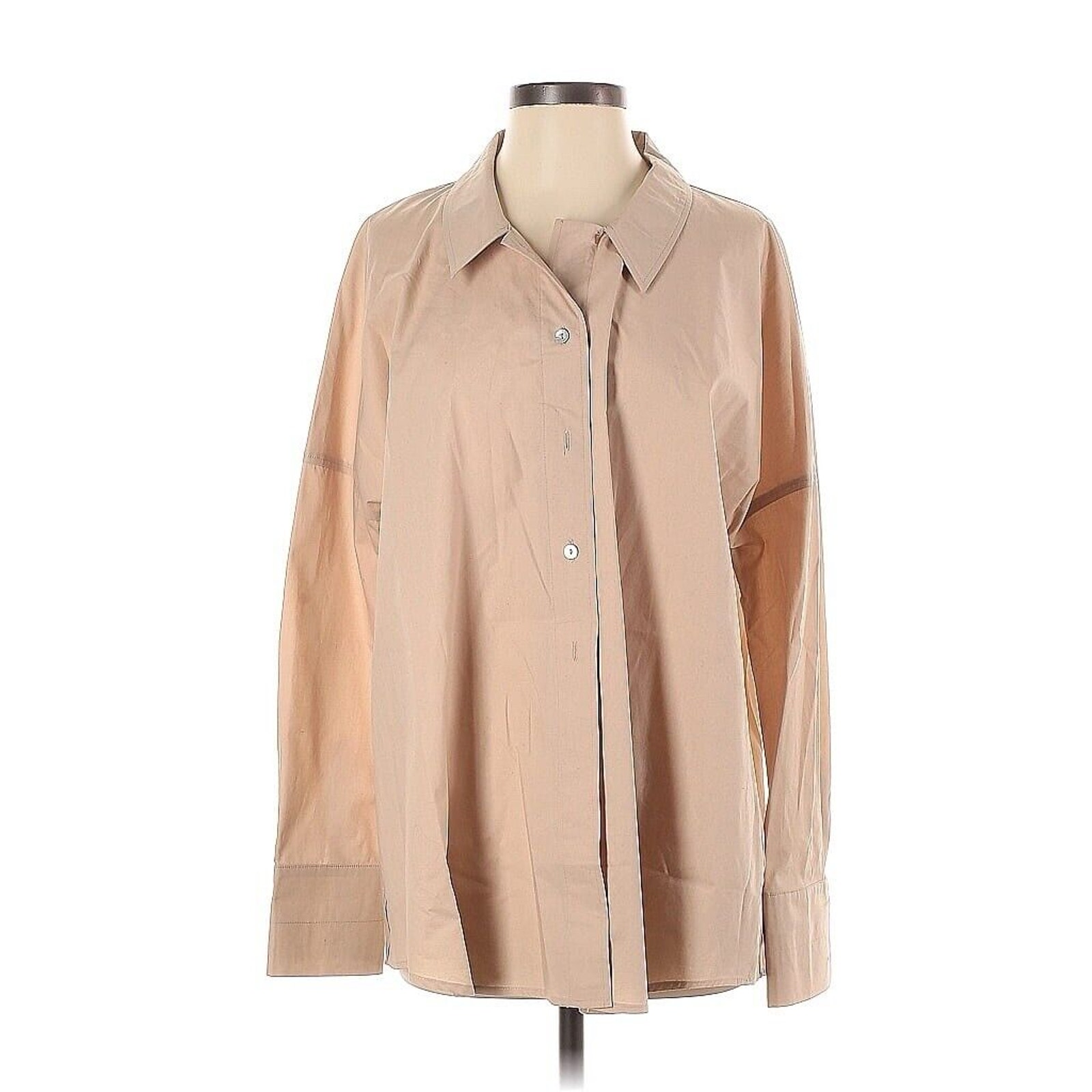 A Part Of The Art Daily Shirt Button Down Tan Biscotti Cotton Poplin XS