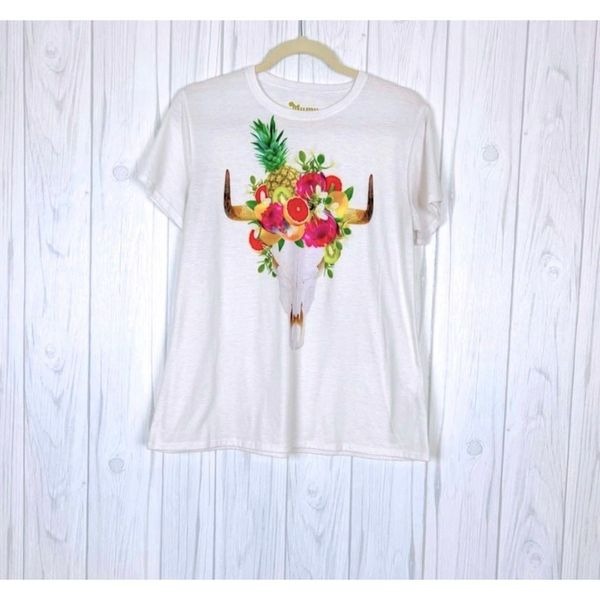TOP Tee T-Shirt Graphic Cow Skull Floral XS by Show me your Mumu
